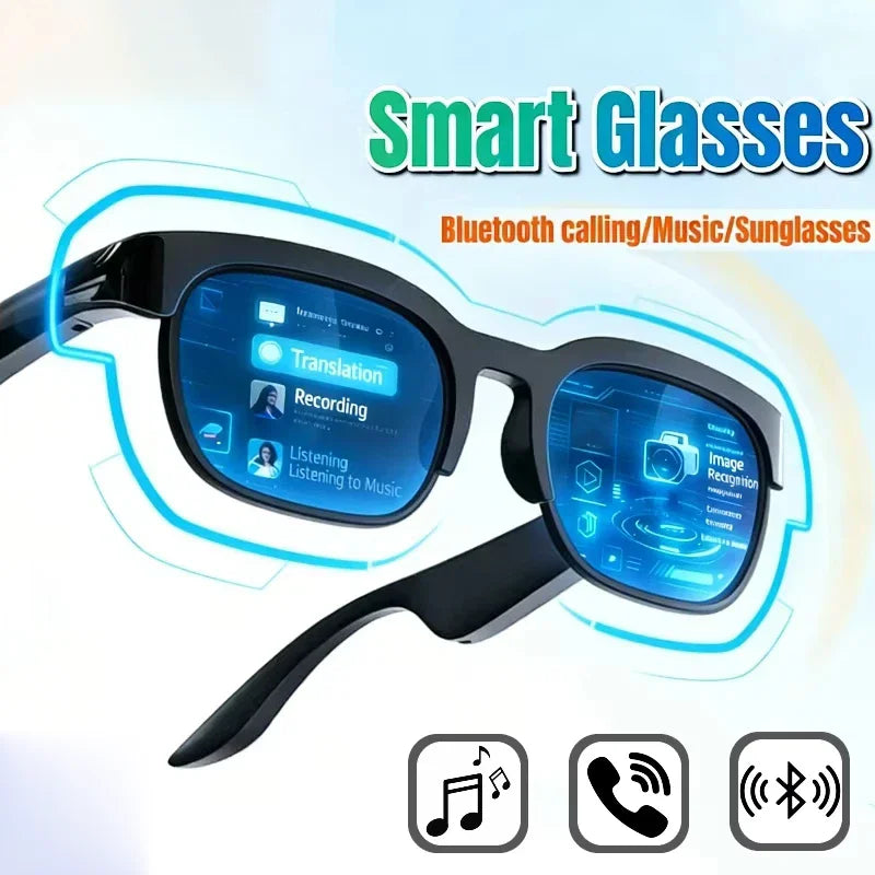2026 New Smart Glasses AI Translation Bluetooth Conversation Recording Listening to Music Smart Sunglasses for Men Women